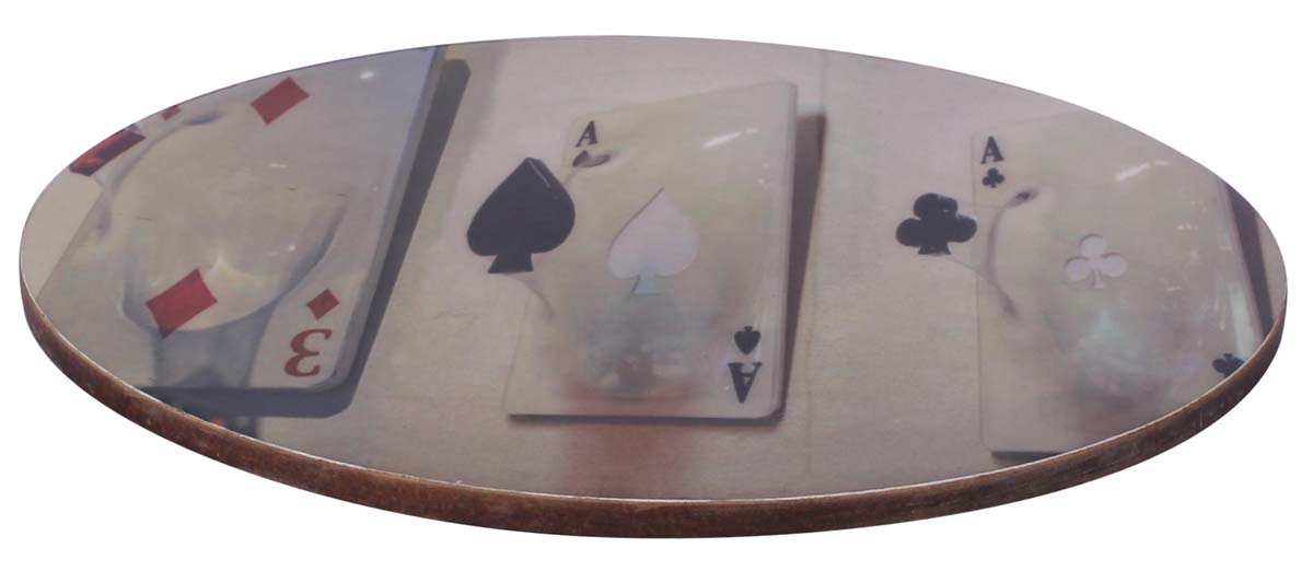 7” Hand-Crafted Trivet in MDF - Hand-Enameled with Playing Cards Art in Cream, Black, Red - Kitchen Essentials / Serve Ware from India - Buy in Bulk Wholesale